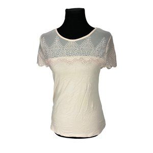 H&M Light Pink Tunic blouse‎ Trimmed In Lace Blouse Top size Medium